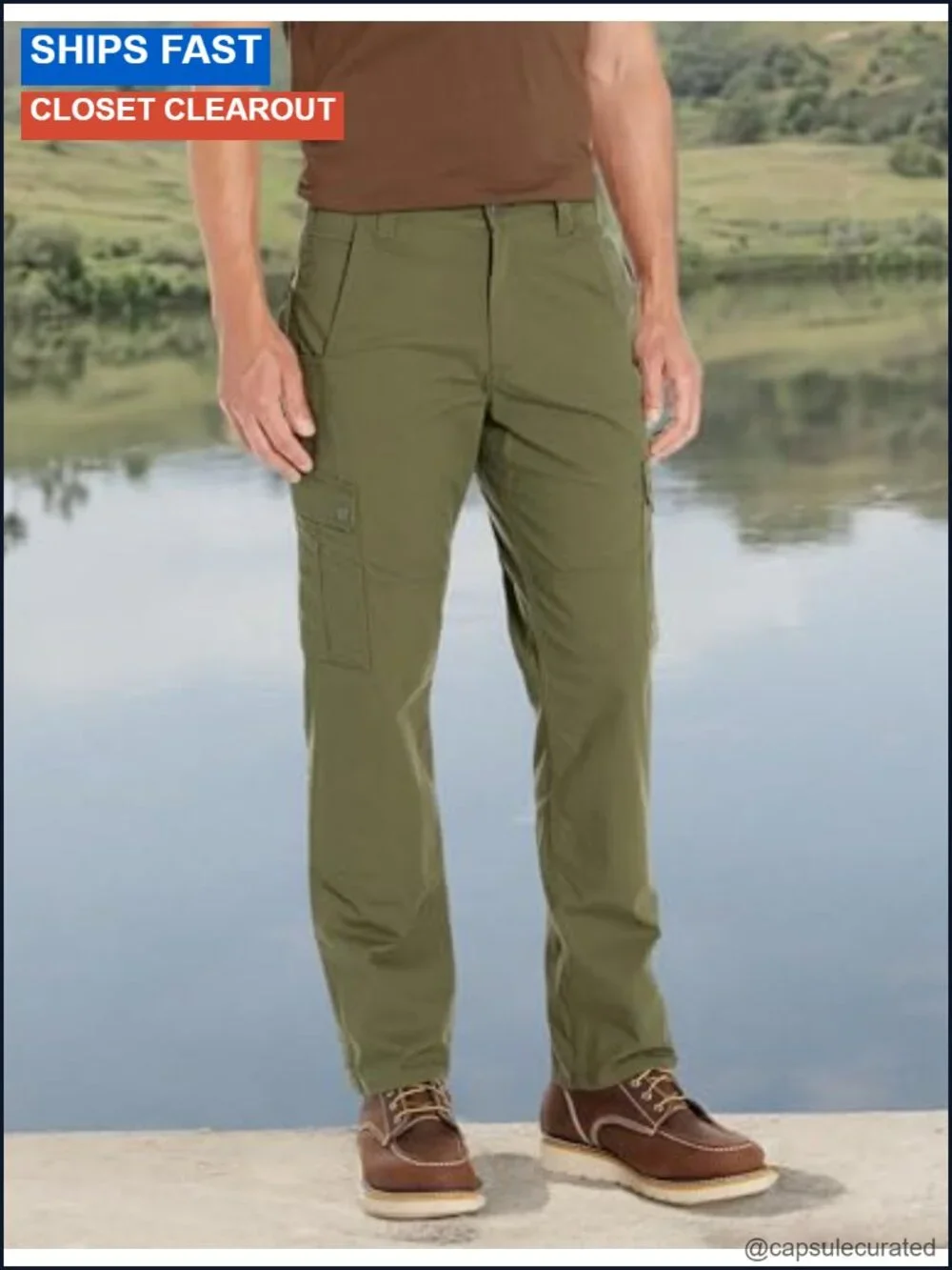 Men's Rugged Flex Relaxed Fit Ripstop Cargo Work Pants with Gusseted Crotch